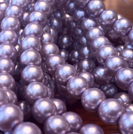 6mm luster lavender glass pearls, 7