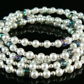 4mm luster white glass pearls, 7" strand, ~44 beads