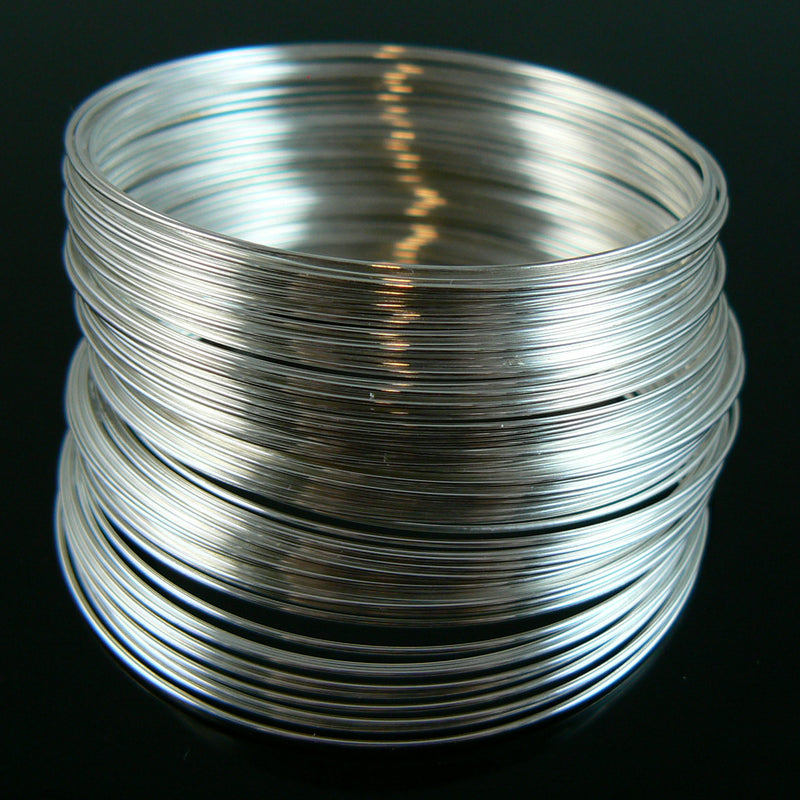 2" diameter silver plated stainless steel, bracelet memory wire, 12 loops