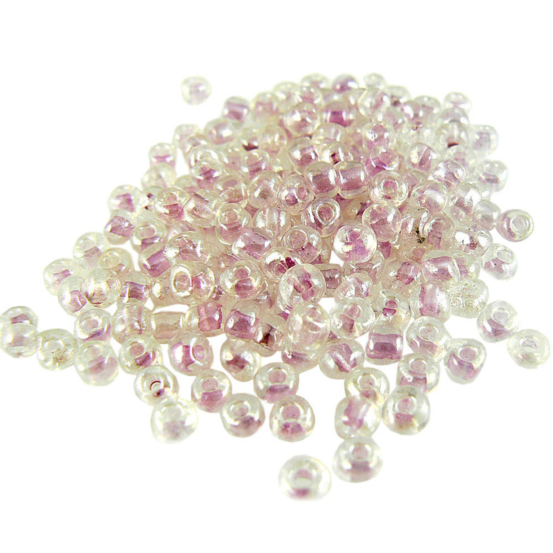 Size 6/0 clear color lined light pink seed beads, 20gm, ~275 beads