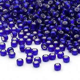 Size 8/0 silver lined cobalt blue Matsuno glass seed beads, 20gm, ~3,000 beads. School colors | patriotic | USA | Navy | tropical