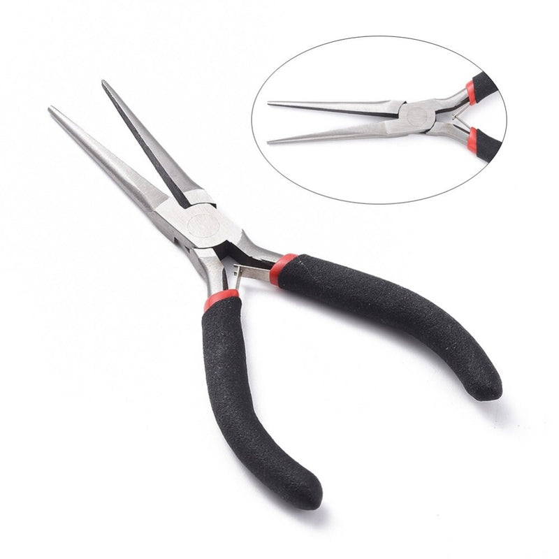 Needle nose pliers with comfort handle, 6" long, rustless carbon steel. Reach tight spaces with ease!