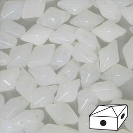 5x8mm white alabaster DiamonDuo 2 hole beads, 12 gm, ~80 beads