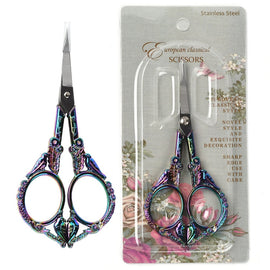 4.67" retro / vintage style, multicolor peacock, stainless steel embroidery / sewing/ crafting scissors | thread nippers