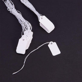 23mm x 13mm white string tags/ merchandise price tags, 100 pcs