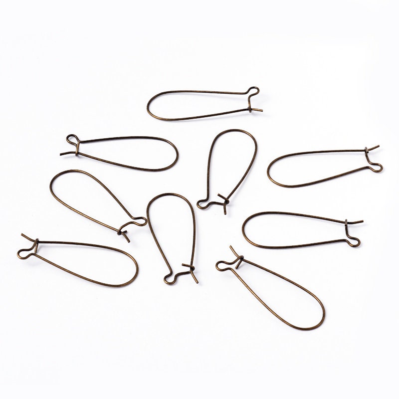 33 x 14mm antiqued bronze kidney earwires, 100pcs (50 pair). Longer earwire | fancy earwire | dangle | drop | bridal | wedding | prom