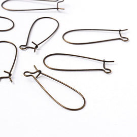33 x 14mm antiqued bronze kidney earwires, 24 pcs (12 pair). Longer earwire | fancy earwire | dangle | drop | bridal | wedding | prom