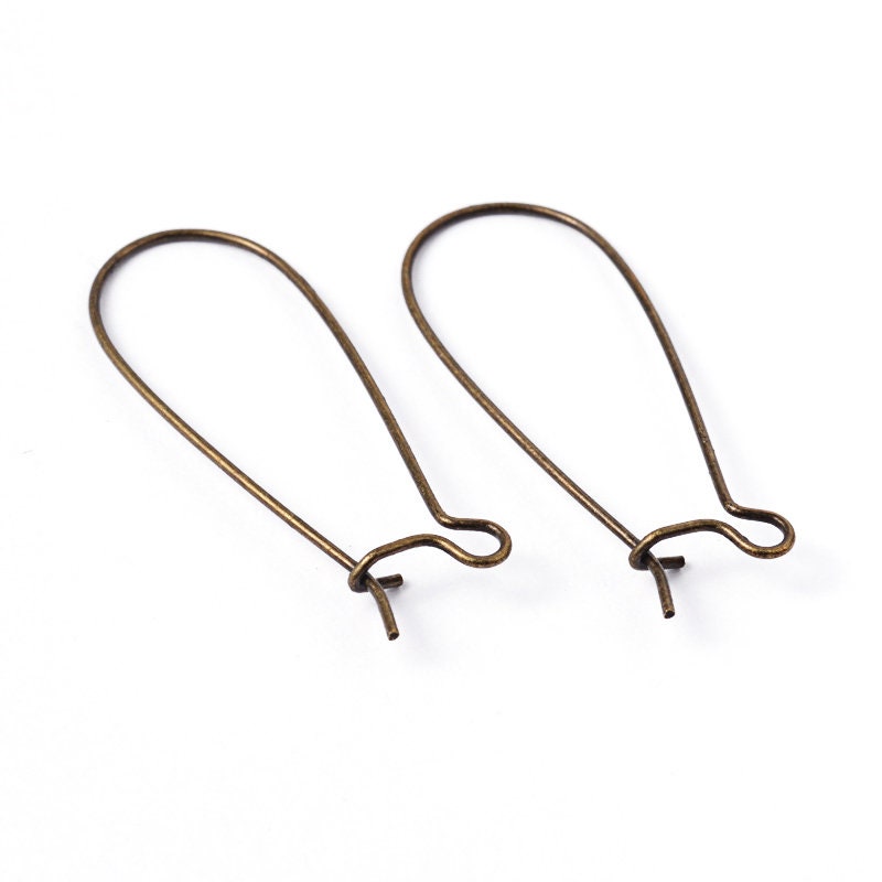 33 x 14mm antiqued bronze kidney earwires, 24 pcs (12 pair). Longer earwire | fancy earwire | dangle | drop | bridal | wedding | prom