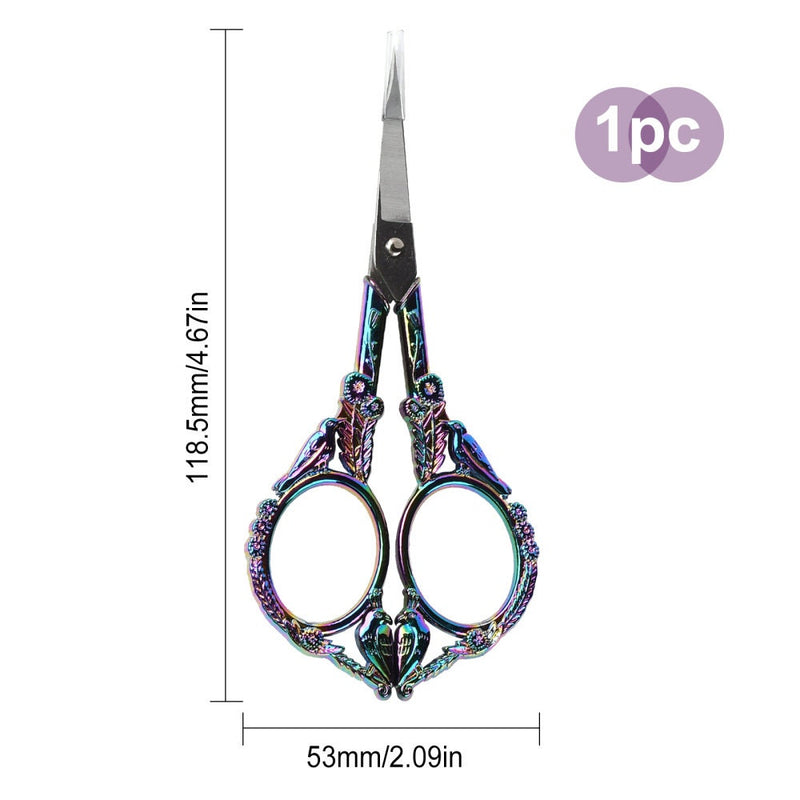 4.67" retro / vintage style, multicolor peacock, stainless steel embroidery / sewing/ crafting scissors | thread nippers