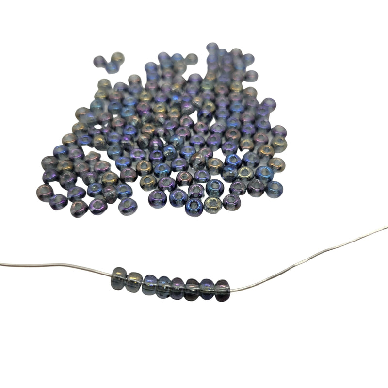 Size 6/0 AB black diamond  Preciosa Ornela Czech glass seed beads, 100gm, ~1,700 beads