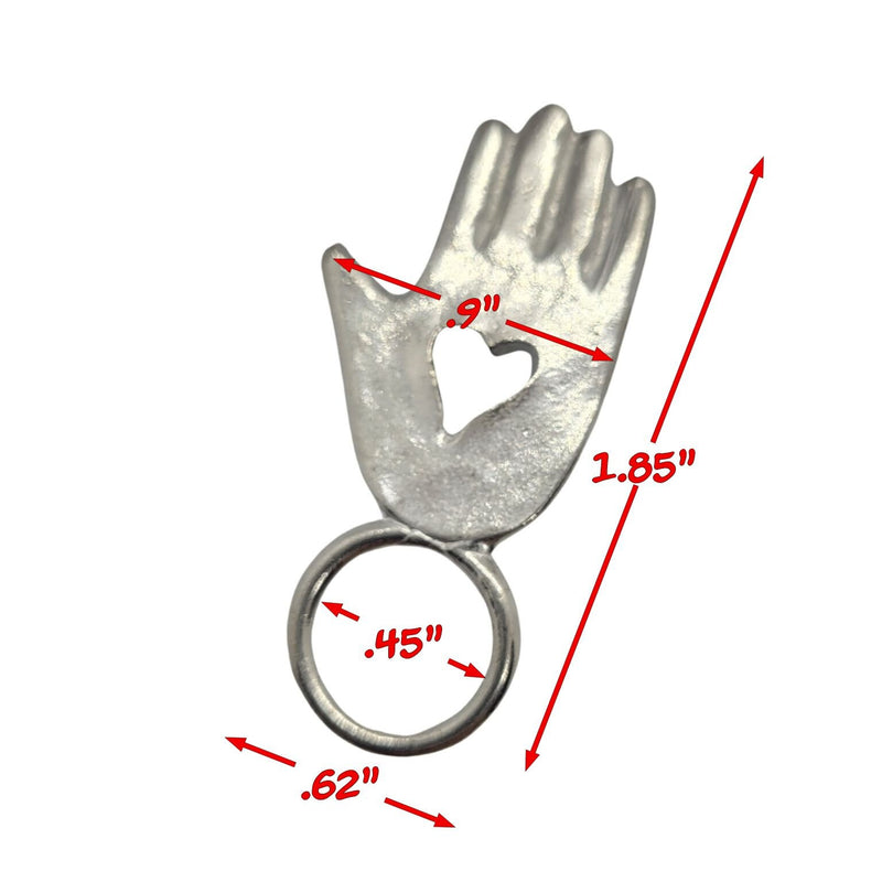 Heart in hand silver tone eyeglasses holder pendant, 1 pc