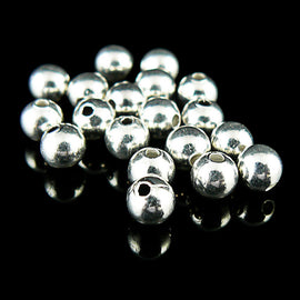 4mm silver plated brass smooth round beads, 50 pieces