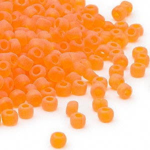 Size 6/0 matte orange Dyna-Mites glass seed beads, 20gm, ~340 beads