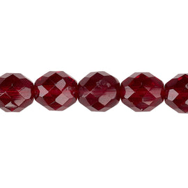 10mm faceted round, garnet red Czech fire polished glass beads, 18 beads | royalty | deep red | Valentine's Day | Christmas | dark red