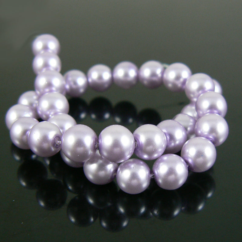 6mm luster lavender glass pearls, 7" strand (approx. 30 beads)