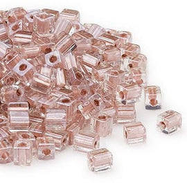 4mm metallic copper color line clear square beads Miyuki SB2602 20 gm ~208 beads