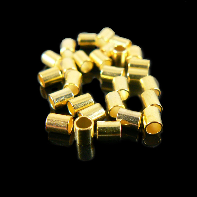 2mm inside diameter, size 4 gold plated crimp tubes, 20 grams (~ 420- 440 pcs)
