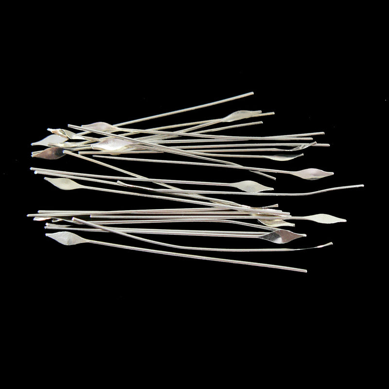 2", 22 gauge, spear end, silver plated, paddle headpins, 50 pcs.