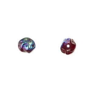 8mm AB red Czech pressed glass bumpy round beads, 8" strand (25 beads)